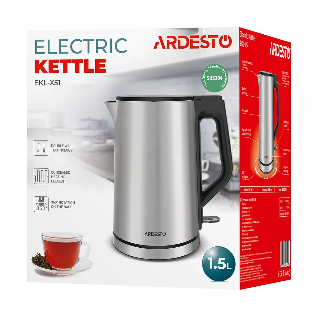 Електрочайник Ardesto Steel Collection Strix 1.5 л сріблястий (EKL-X51) - фото 14