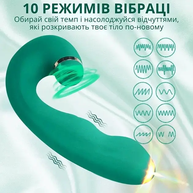 Вібратор I’MCUM Emerald Kiss з функцією лизання, вібрації та вакуумної стимуляції Смарагдовий (IM-KXY502) - фото 4