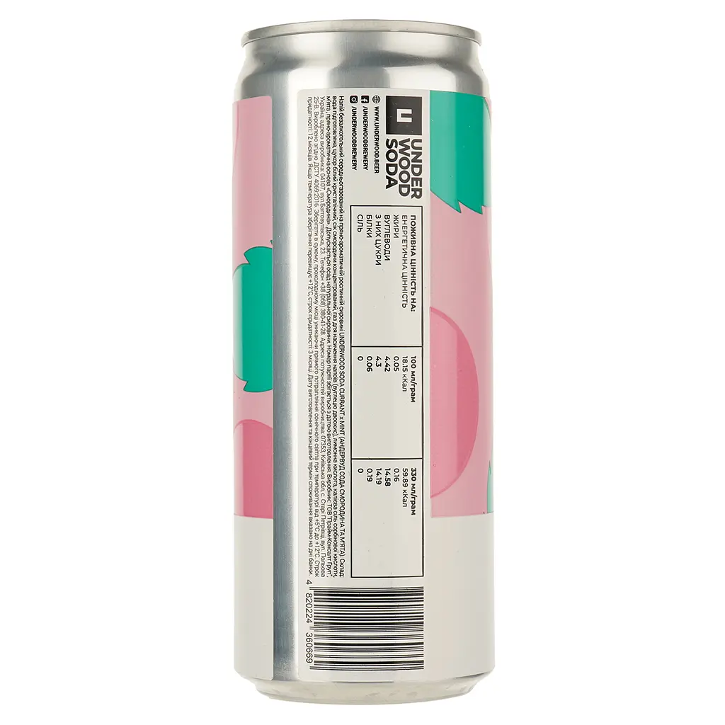 Напиток безалкогольный Underwood Brewery Soda CurrantxMint газированный натуральный 0.33 л - фото 2