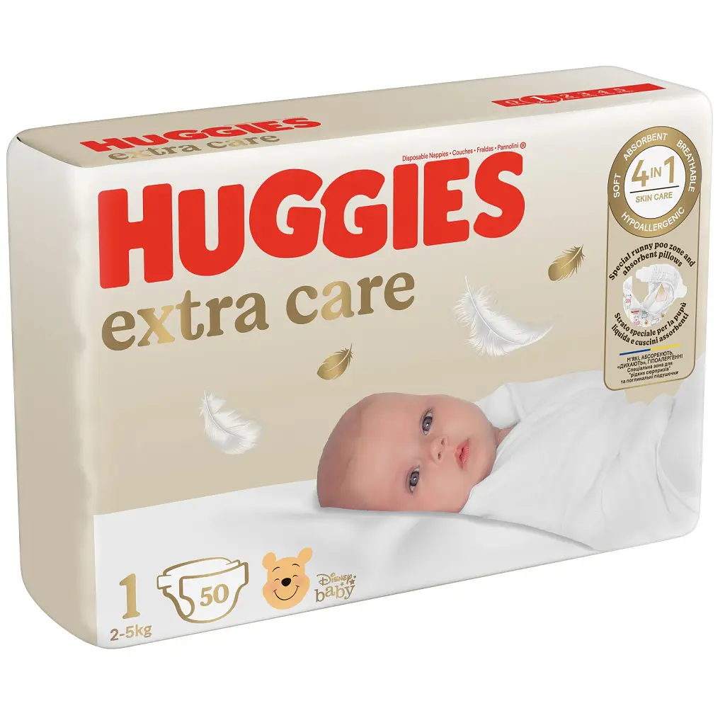 Підгузки Huggies Extra Care Розмір 1 (2-5 кг) 50 шт (5029053564883) - фото 2