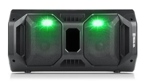 Колонка портативна 2.0 Real-El X-757 Black, 2 x 25 Вт, пластиковий корпус, Bluetooth, MicroSD / USB, FM - приймач, живлення від акумулятора, 8000мА x год, керування збоку - фото 3