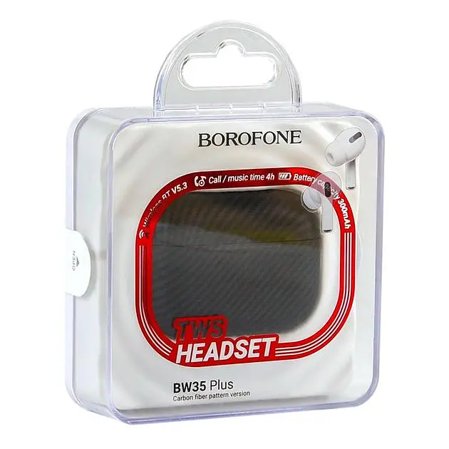 Bluetooth Стерео Гарнитура Borofone BW35 Plus TWS, carbon version, BT5.3, 30mAh, 300mAh, 4h Черный - фото 5