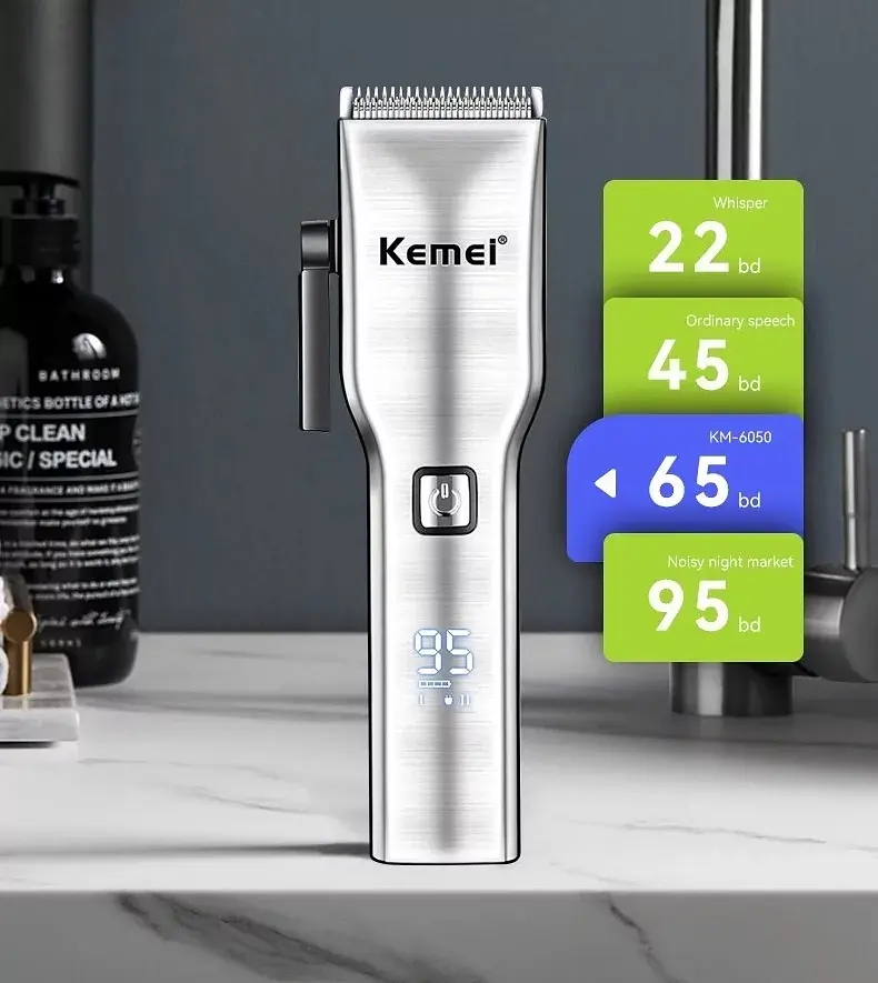 Машинка для стрижки волос Kemei Km-6050 (Серебристая) - фото 5