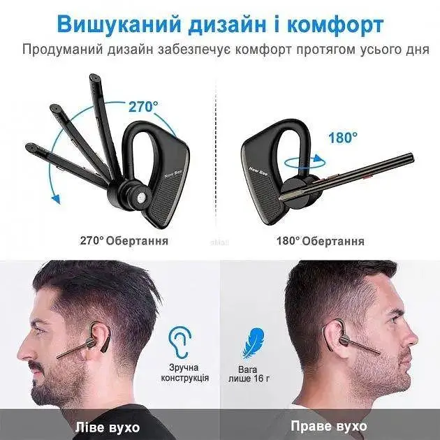 Бездротова Bluetooth-гарнітура New Bee M51 з активним шумозаглушенням і зарядним рейсом Чорна (QCC4) - фото 10