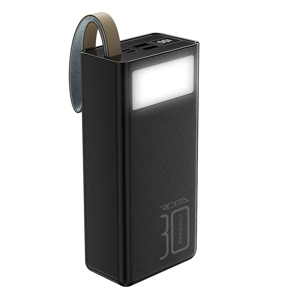 Універсальна мобільна батарея Ridea RP-D30L+ Phoenix30+ PD/QC 3.0 20W 30000 mAh Black (35091_3344933)