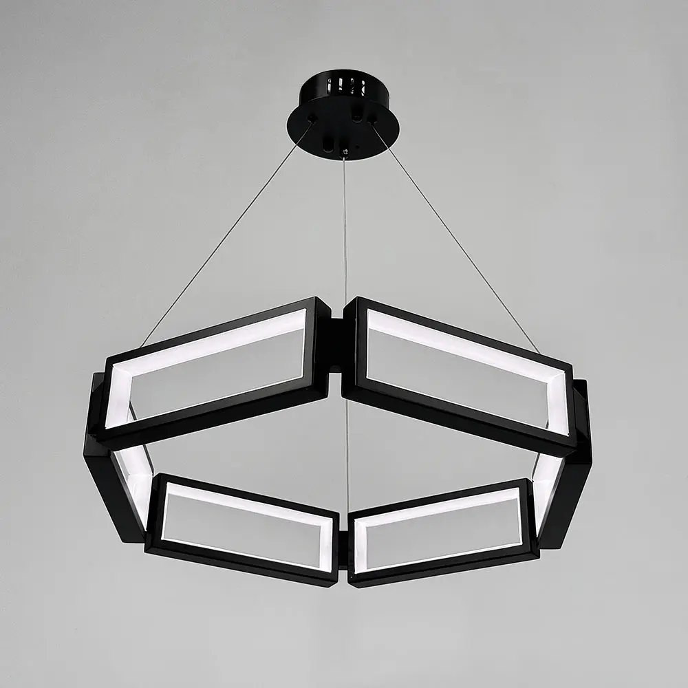 Люстра с черным подвесным кольцом из прямоугольников Ø 60 см | Ст. MJ 235-600 | Line F - фото 4