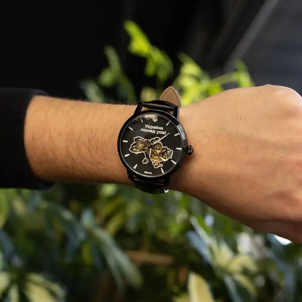 Наручний годинник чоловічий Besta Skeleton UA Black Чорний (3121) - фото 4