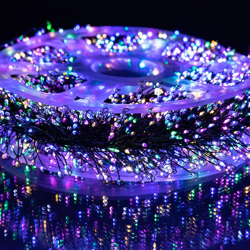 Новогодняя гирлянда комнатная роса 100 м 3000 LED Хвойная лапа зеленый провод Мультиколор Garlando D3000L100MGML - фото 3