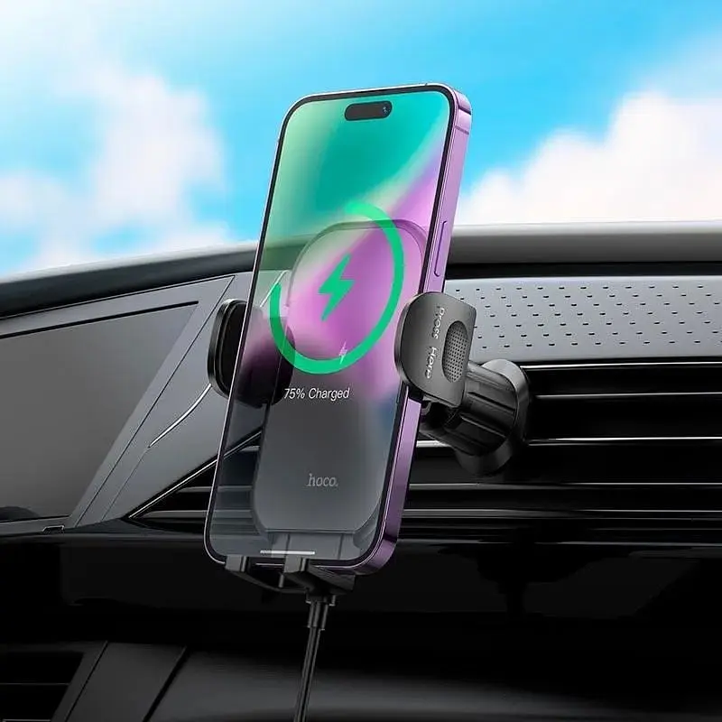 Держатель HOCO Journey Wireless Fast Charging HW4 (Air Outlet) - фото 8