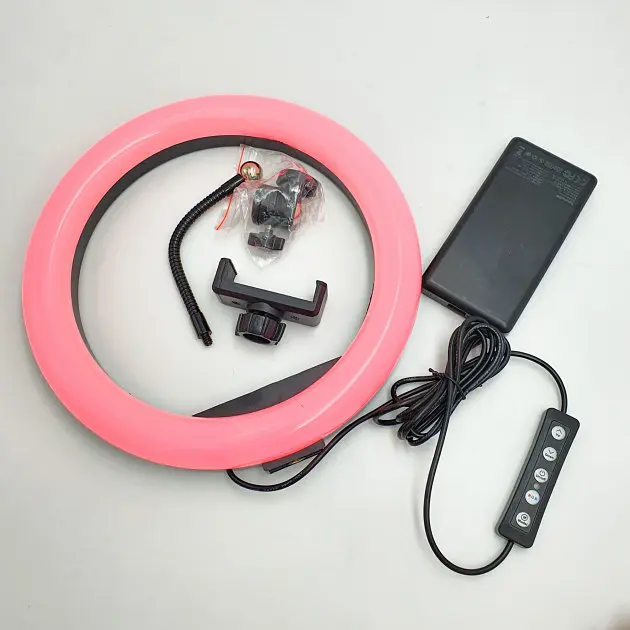 Селфи-лампа LED кольцевая 33 см Voltronic MJ33 RGB + штатив - фото 5