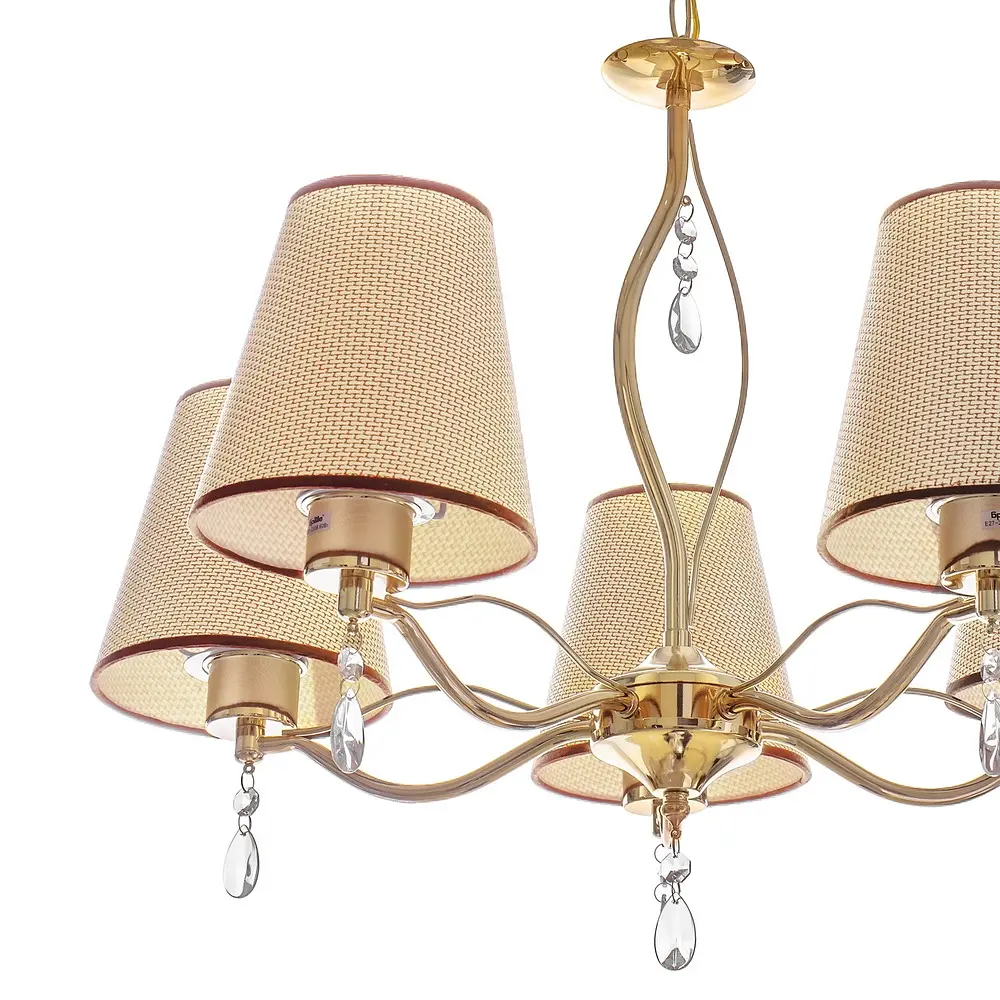 Люстра подвесная Brille прованс с абажуром в спальню E27 60W G (BKL-648S/5) - фото 2