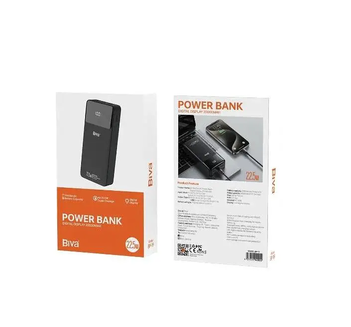 Портативная батарея Biva BP-019 PD 22.5W Quick Charging 20000mAh Black - фото 2