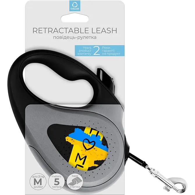 Повідець-рулетка для собак Waudog R-leash Дім, світловідбиваючий, M, до 25 кг, 5 м, чорний - фото 3