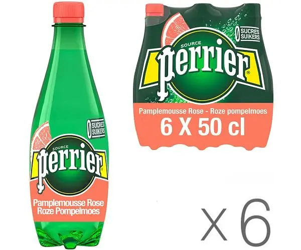 Perrier Grapefruit, Упаковка 6 шт. х 0,5 л, Вода мінеральна зі смаком Грейпфруту Пер'є, без цукру, ПЕТ - фото 2