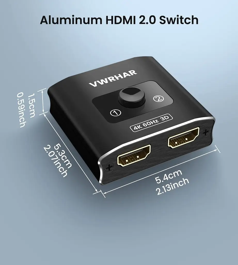HDMI-перемикач / спліттер VWRHar 2-в-1 / 1-в-2, HDMI 2.0, 4K 60Hz - фото 4