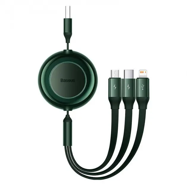 Кабель Baseus Bright Mirror 2 Series 3-in-1 Cable USB to MicroUSB+Lightning+Type-C 3.5A 1.1m CAMJ010006 Green - фото 2