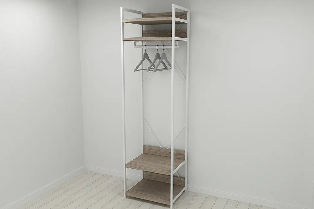 Шафа Гардероб Уні секція 2 серії Конект Ferrum-decor 220x60x50см Білий метал ДСП Дуб Сонома Трюфель 32 мм (FRD-104546) - фото 5