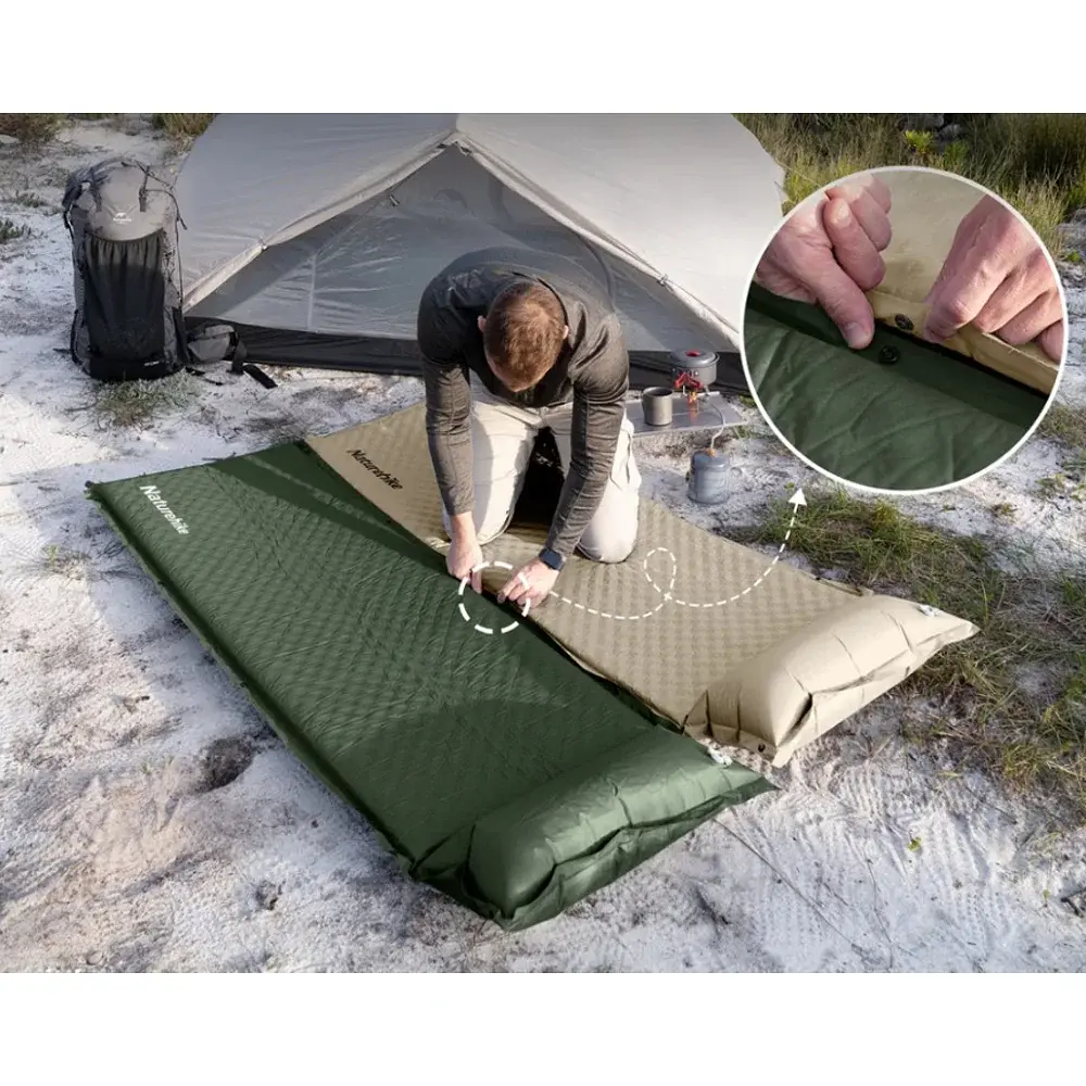 Килимок самонадувний Naturehike з подушкою CNK2450WS020 100мм Beige - фото 2