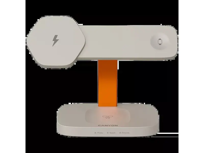 Бездротовий зарядний пристрій Canyon Hexagon WCS-310 Wireless Charging Station Light Gray/Orange (CNS-WCS310LGOR) - фото 10