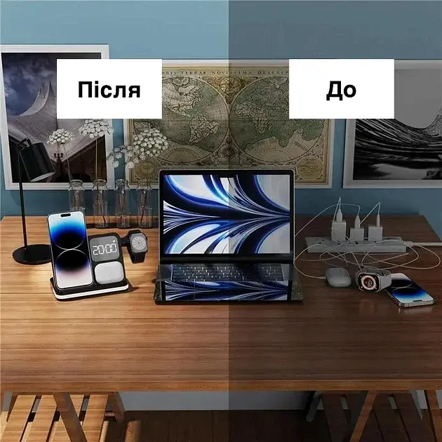 Док-станція для телефону годинника та навушників No Brand 4в1 B22-APB-20W Lightning Чорний (2884008718) - фото 3
