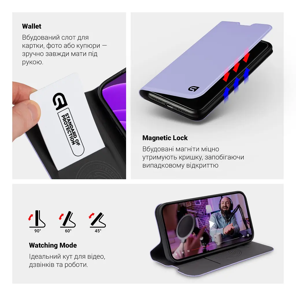 Чохол до мобільного телефона Armorstandart OneFold Case Xiaomi Redmi Note 15 Pro 5G Lavender (ARM89989) - фото 4