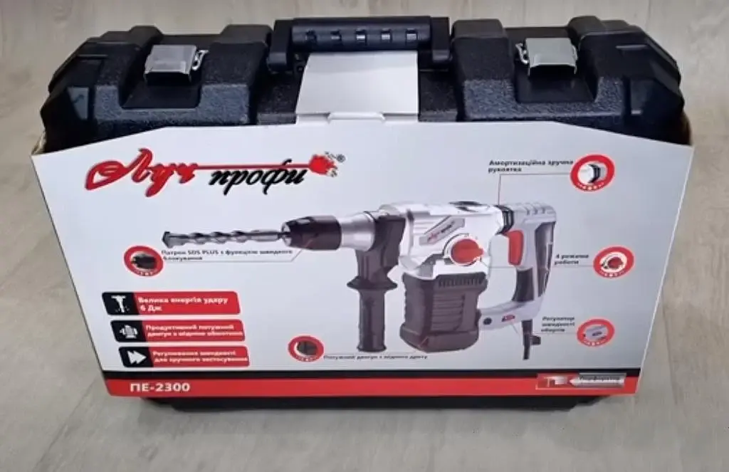 Перфоратор бочковый Луч Профи ПЕ-2300 SDS-plus кейс 6 Дж 2300 Вт 4000 уд/мин 30412 - фото 3