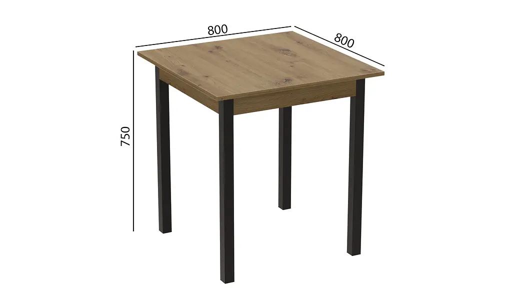 Стіл кухонний Ferrum-decor Дієго 75x80x80 Чорний ДСП Дуб Артізан 16мм (FRD-105715) - фото 3