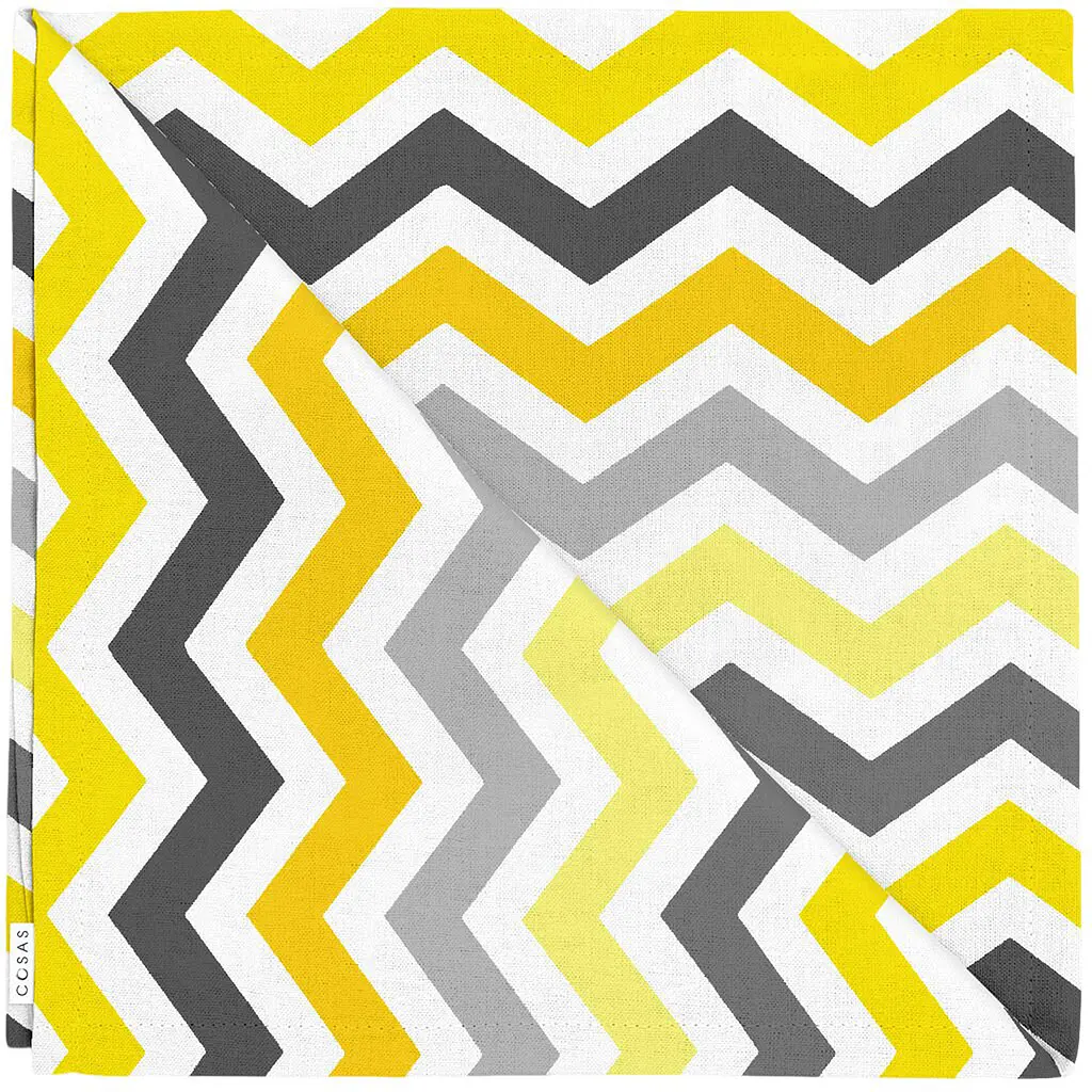 Серветки Cosas Yellow Grey Zigzag & Smoky 35х35 см 4 шт. (Set-4Serv_ZigYellowGrey_RfGrey_35) - фото 3