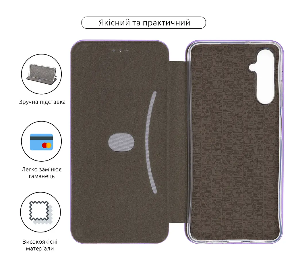 Чехол-книжка для Samsung Galaxy A05s (A057), G-Case, фиолетовый, кожаный чехол-книга из экокожи (PU) и TPU, с магнитом, с подставкой и вместительным кардхолдером, противоударный, защита всего корпуса, ArmorStandart (ARM72619) - фото 3