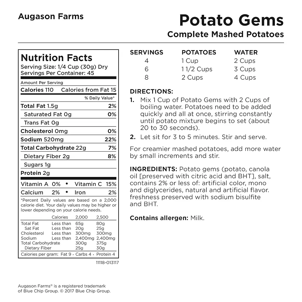 Картопляне пюре з великим терміном придатності 10 років Augason Farms, сублімоване, 45 порцій (101088) - фото 3