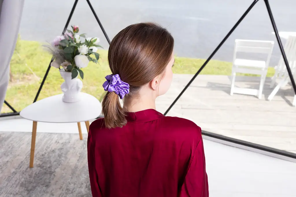 Набір із 2 шовкових резинок для волосся Чумацький Шлях S+L - два режими фіксації лавандовий (1243-02) - фото 7