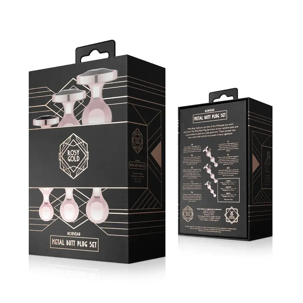 Набір анальних іграшок Rosy Gold - Metal Butt Plug Set 3 Pieces SX3070 104328 - фото 4
