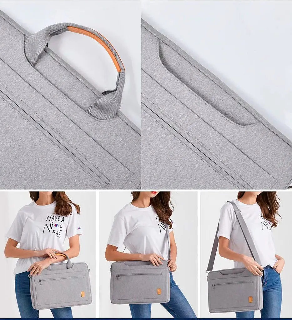 Сумка для ноутбука WiWU Pioneer Shoulder Handbag for MacBook New 13.3/14` (Grey) [81040] - фото 5