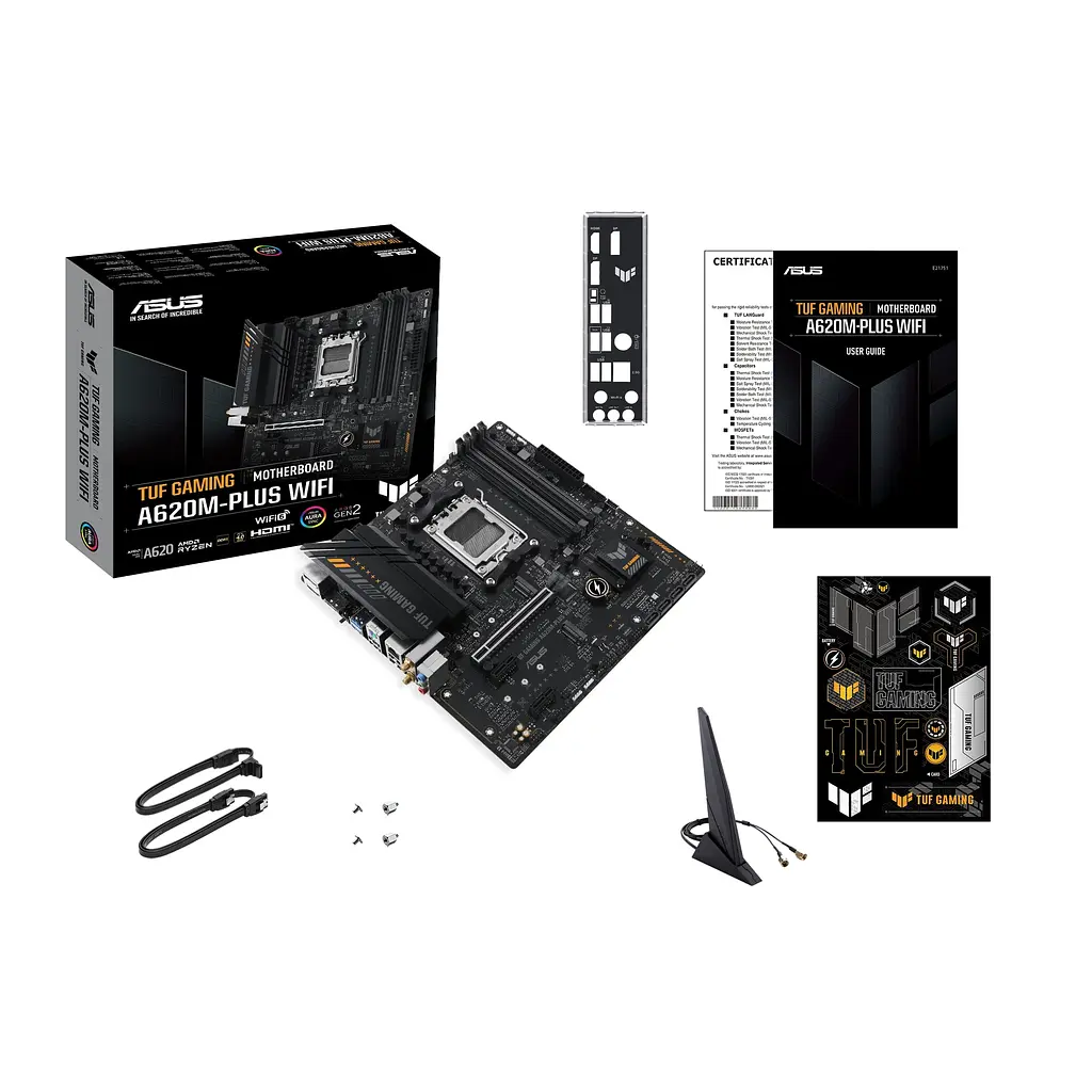 ASUS Материнcька плата TUF GAMING A620M-PLUS WIFI sAM5 A620 4xDDR5 HDMI DP mATX - фото 2
