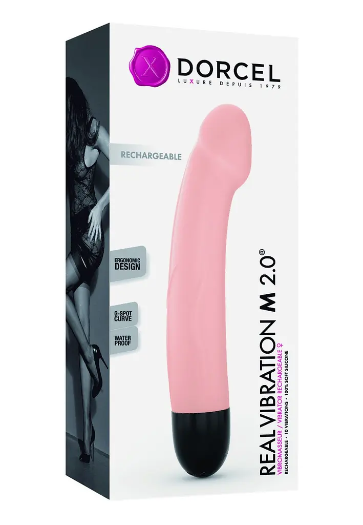 Вібратор Dorcel Real Vibration M Flesh 2.0 для точки G, що перезаряджається, 22х3.7 см тілесний - фото 4