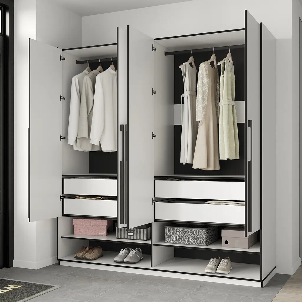 Шафа для одягу Flamecame зі штангами на 4 двері у передпокій FR-08 Бетон Темний - фото 5