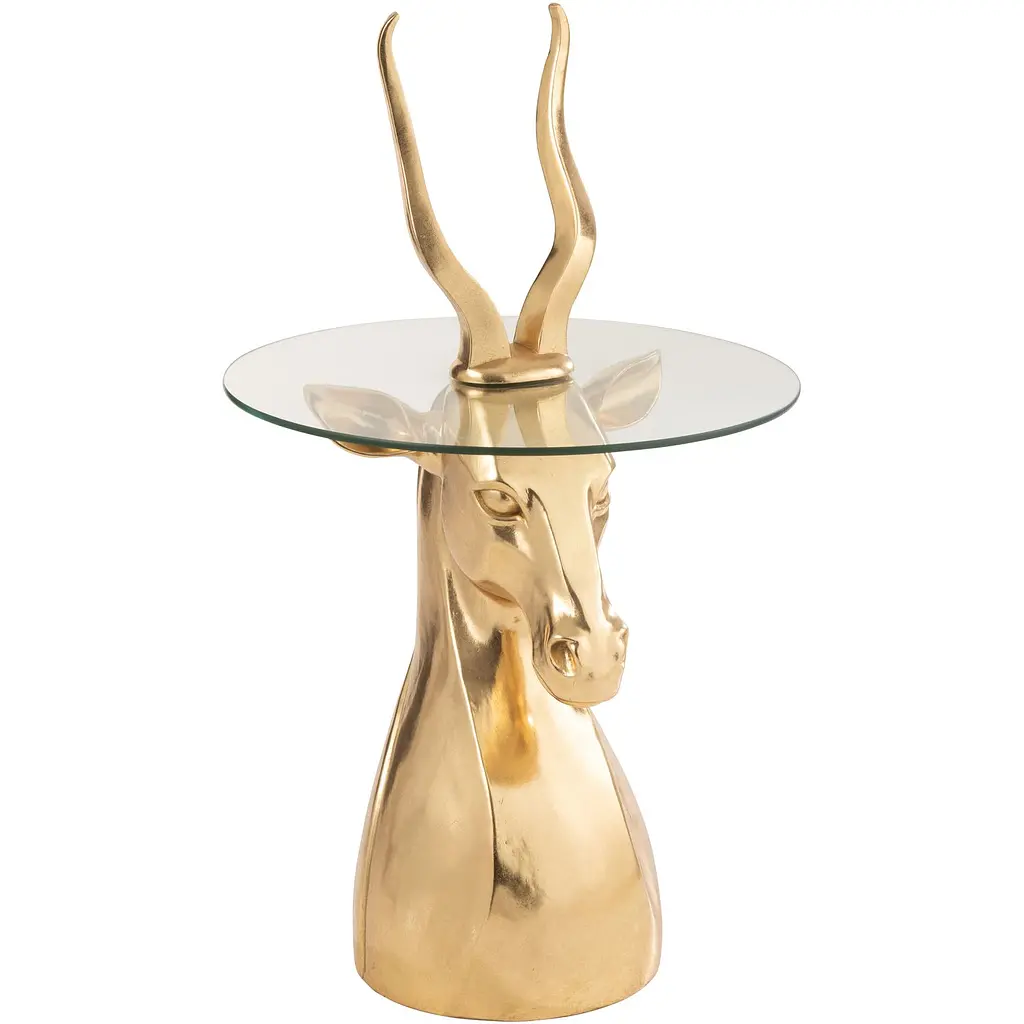 Кавовий столик J-line  з фігуркою антилопи золотий (45237) - фото 2