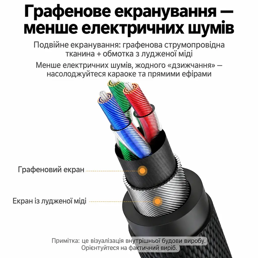 Аудіокабель UGREEN AV183 1 м для стереозвуку й мікрофона 4-контактні штекери TRRS 3,5 мм з обох боків мікрофон працює лише із сумісними TRRS-гніздами обох пристроїв подвійне екранування для смартфона звукової карти мікрофона прямих трансляцій і заміни знімного кабелю сумісної гарнітури тонкі штекери для підключення без зняття тонкого чохла нейлонове обплетення чорний зі сріблясто-синіми корпусами штекерів і золотистими контактами (10648) - фото 5
