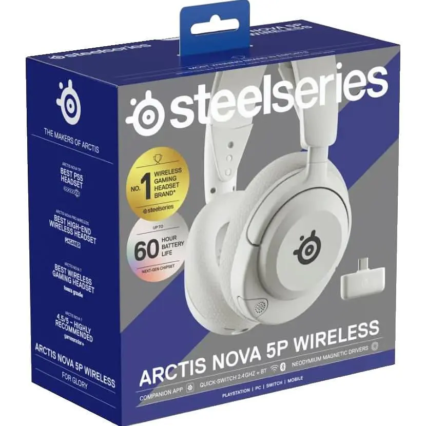 Ігрова гарнітура SteelSeries Arctis Nova 5P PS5 BT/WL White (61674) - фото 8