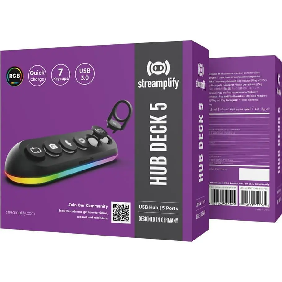 USB-Хаб Streamplify HUB DECK 5-RGB-EU-F, чорний - фото 13