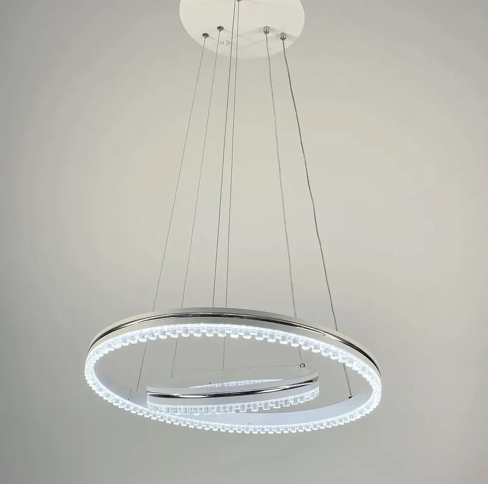 Біла LED люстра на 2 кільця з хромованою смужкою Line.F A 55060/2P WH+CR - фото 4