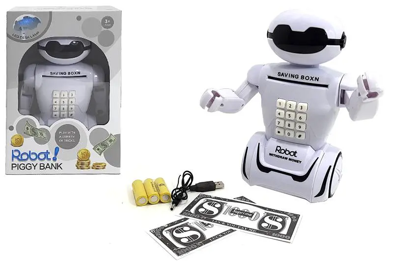 Дитяча скарбничка сейф Робот "Robot Piggy Bank" з кодом у коробці 6688-8 р.29*20*12см