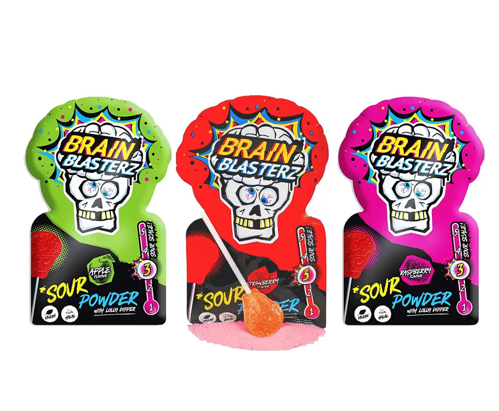 Льодяник з кислим порошком Brain Blasterz Sour Powder Lolly Dipper Apple Flavor 10г - фото 4