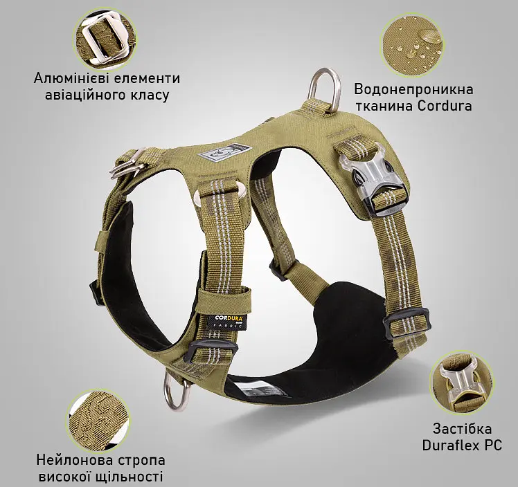 Шлея для собак Truelove TLH6282 з водонепроникної тканини Cordura, світловідбиваюча L, Чорний - фото 9