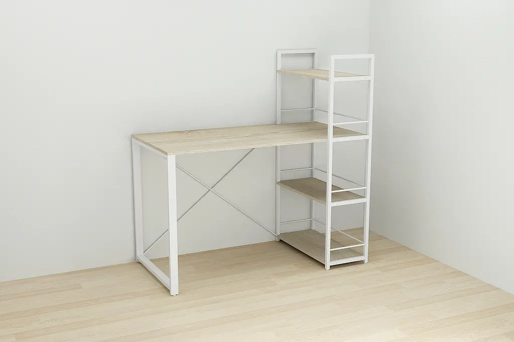 Письмовий стіл Ferrum-decor Серії Конект з етажеркою 75x120x60 білий ДСП Дуб Сонома 16мм (FRD-104227) - фото 6