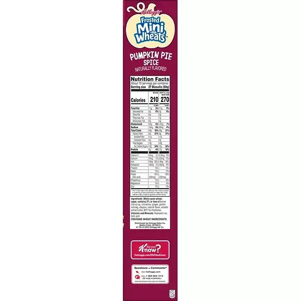 Пластівці Kellogg's Frosted Mini Wheats Pumpkin Pie Spice Cold Breakfast Cereal 623.7g - фото 4