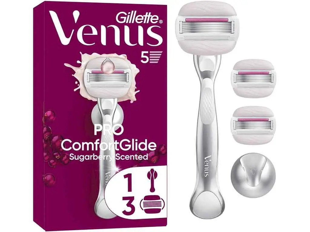 Станок для гоління VENUS 5леза 1шт жіночий Pro ComfortGlide Sugarberry з 3 змінними картриджами + тримач для душу