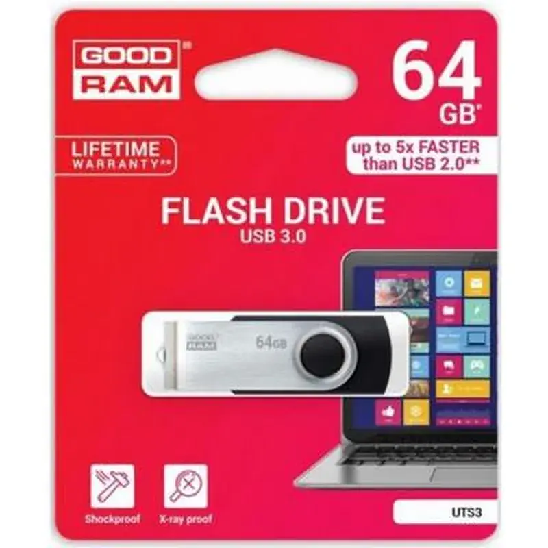 USB флеш накопичувач Goodram 64GB Twister Black USB 3.0 (UTS3-0640K0R11) - фото 2