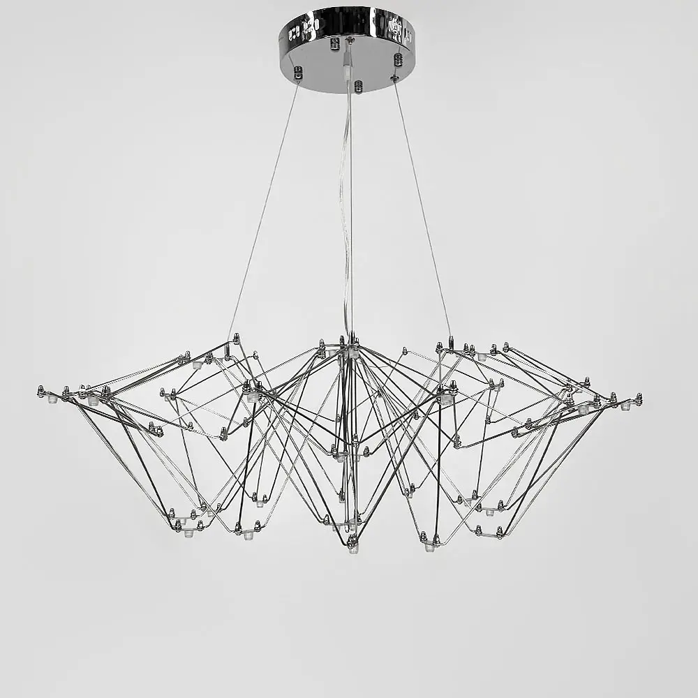 Невесомая серебряная люстра Ø 80 см Ст. MJ 206-800 CH | Line F - фото 9