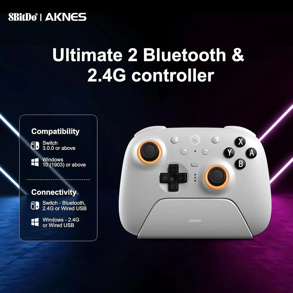 Геймпад 8BitDo Ultimate 2 Bluetooth Switch, Switch 2, ПК з Windows, TMR, Еффект Холла Білий - фото 5